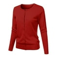 thumbnail image 1 of Sanbonepd Women's Round Neck Fall Cardigan Knitted Short Sweater Long Sleeve Jacket, 1 of 4