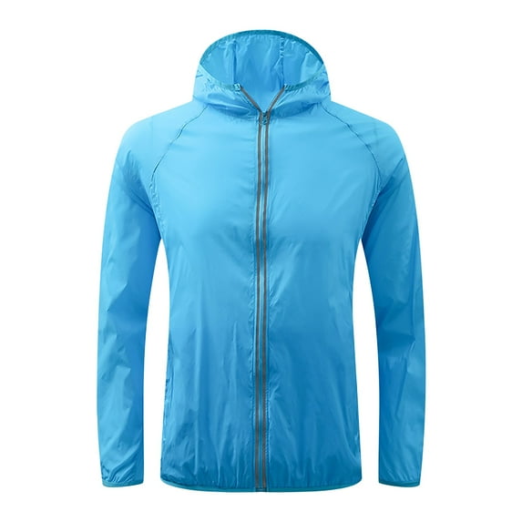 Sanbonepd Women Solid Color Rain Jacket Outdoor Plus Size Hooded Windproof Loose Coat Trendy