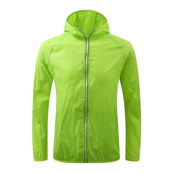 Sanbonepd Women Solid Color Rain Jacket Outdoor Plus Size Hooded Windproof Loose Coat Trendy