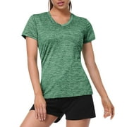 Sanbonepd Women V Neck Short Sleeve Moisture Wicking Athletic Shirts Sport Activewear Top