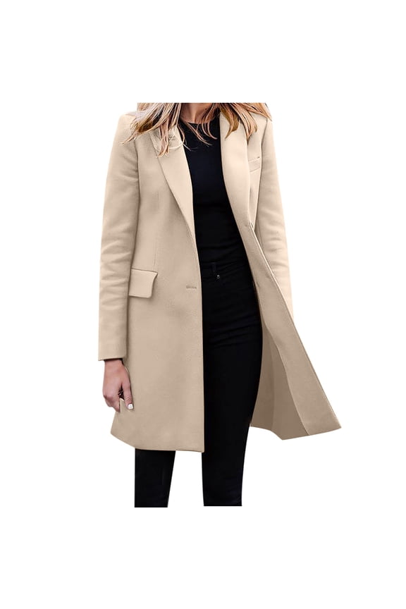 Women's Fall Blazers Casual Trench Coat Fashion Single Breasted Suit Jacket