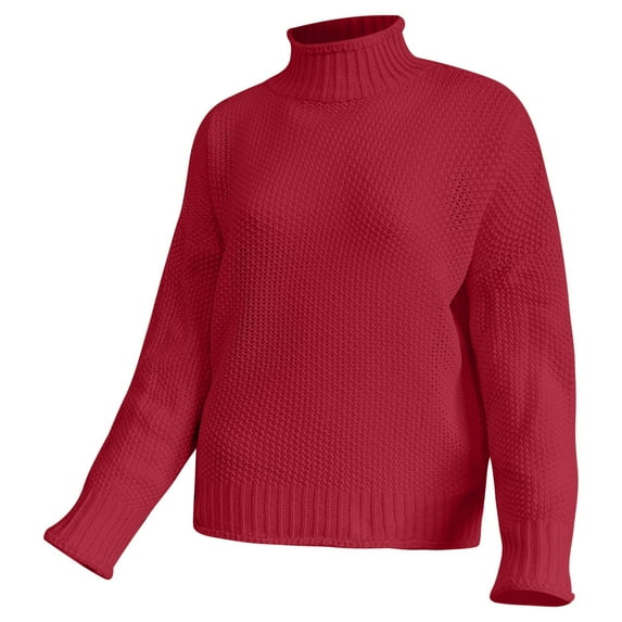 Sanbonepd Women's Knit Sweater Thick Thread Solid Fall Winter Sweater Pullover