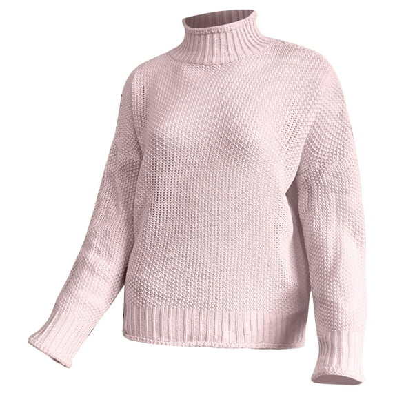 Sanbonepd Women's Knit Sweater Thick Thread Solid Fall Winter Sweater Pullover