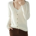 thumbnail image 1 of Sanbonepd Women's Leisure Loose Solid Coat V Neck Button Knitted Sweater Soft Cardigan, 1 of 6