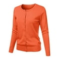 thumbnail image 1 of Sanbonepd Women's Round Neck Fall Cardigan Knitted Short Sweater Long Sleeve Jacket, 1 of 4