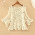 thumbnail image 1 of Sanbonepd Women's Short Crochet Cut Out Five Quarter Sleeve Top Skirt With Smock, 1 of 3