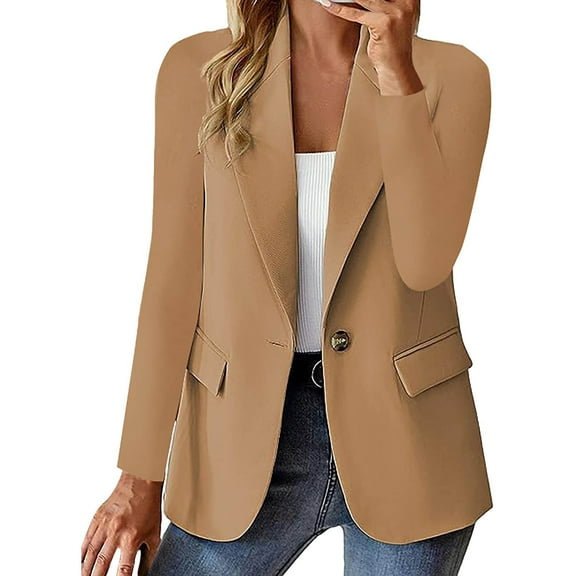 Sanbonepd Womens Blazer Casual Lapel Collar Button Work Office Business Jacket