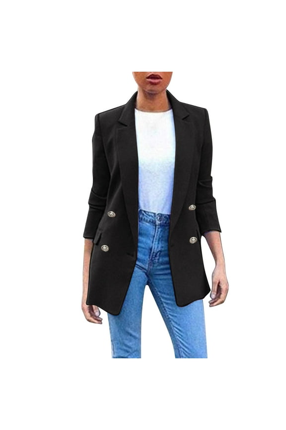 Womens Casual Blazer Fall Jacket Draped Front Cardigan Work Suit