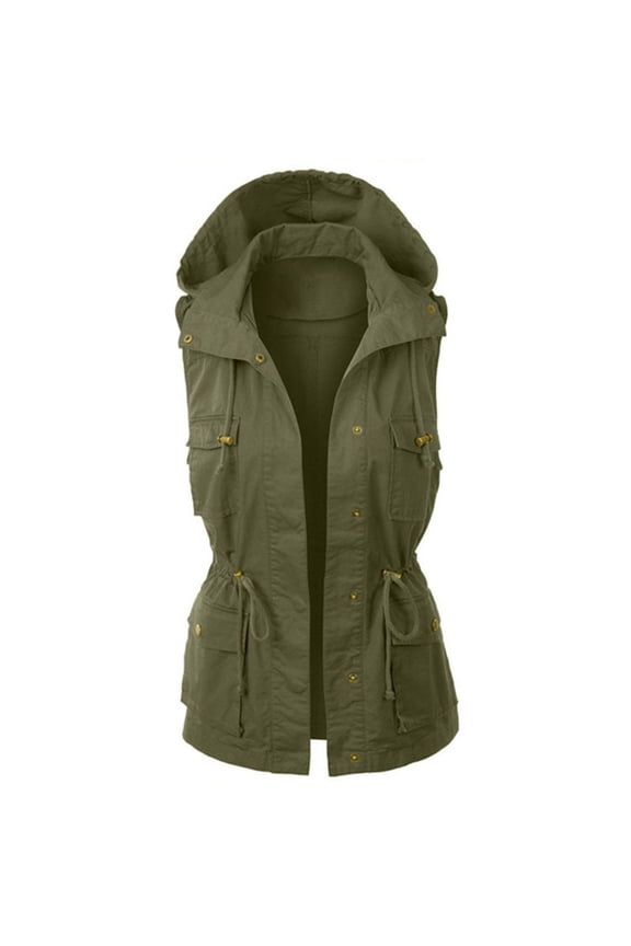 Womens Hooded Vest Jacket Sleeveless Utility Vest For Women