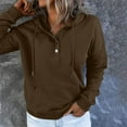 thumbnail image 1 of Sanbonepd Womens Hoodies Drawstring Hooded Pocket Casual Long Sleeve V Neck Sweatshirts, 1 of 7