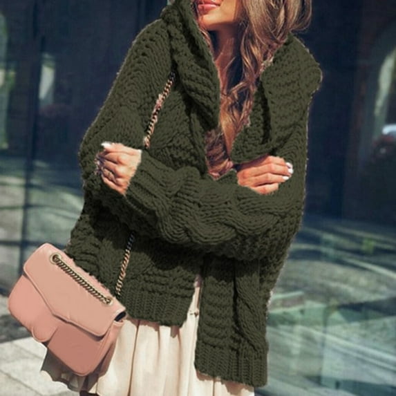 Sanbonepd Womens Sweaters Fall Winter Heavy Needle Sweater Cardigan Fashion Loose Coat