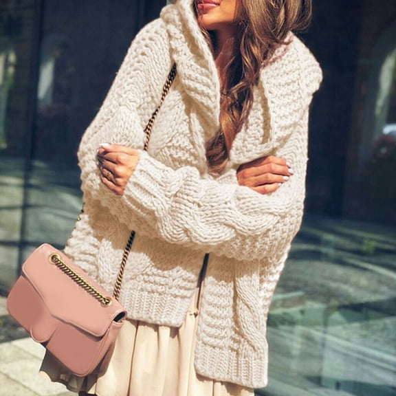 Sanbonepd Womens Sweaters Fall Winter Heavy Needle Sweater Cardigan Fashion Loose Coat