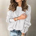 thumbnail image 1 of Sanbonepd Womens Sweaters Fashion Crewneck Solid Buttons Sleeve Knitted Casual Sweater, 1 of 5