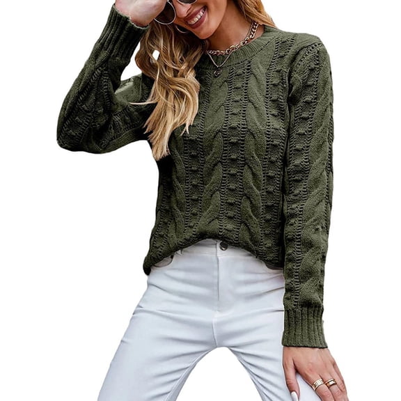 Sanbonepd Womens Sweaters Fashion Solid Color Pullover Long Sleeve Knit Sweater