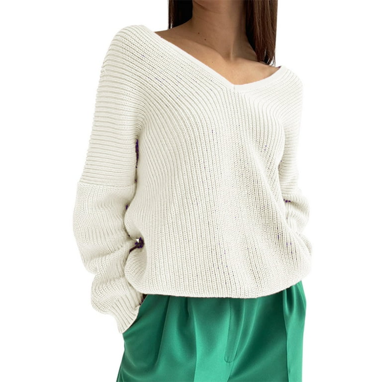Solid Color V-Neck Long-Sleeved Sweater Solid Color V-Neck Long-Sleeved Sweater
