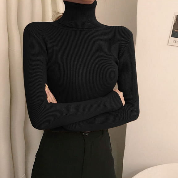 Sanbonepd Womens Turtleneck Fall Sweaters Tight Knit Sweater Pullover Underneath The Lapel