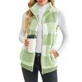 thumbnail image 1 of Sanbonepd Womens Vest Lightweight Plaid Cozy Coat Warm Sleeveless Fleece Jacket, 1 of 6