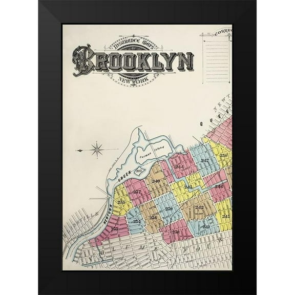 Sanborn Map Company 11x14 Black Modern Framed Museum Art Print Titled - Sanborn Fire Insurance Map from Brooklyn-Kings County-New York 1888