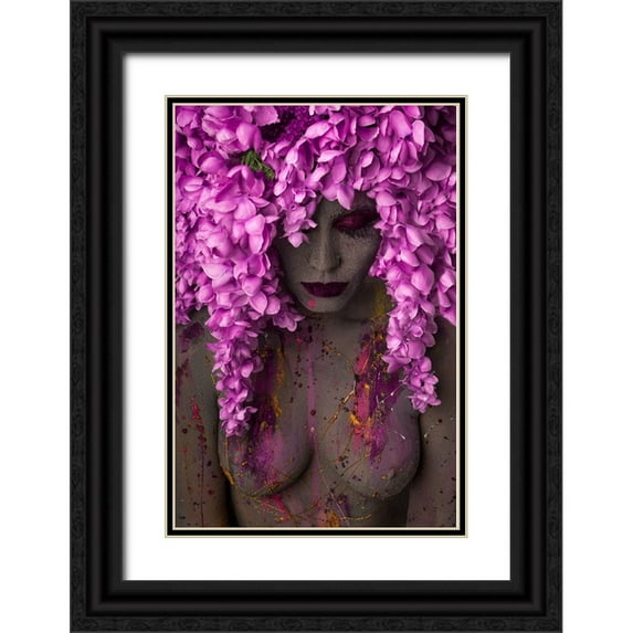 Sanchez, Alfredo 11x14 Black Ornate Wood Framed with Double Matting Museum Art Print Titled - Clay A Wisteria...