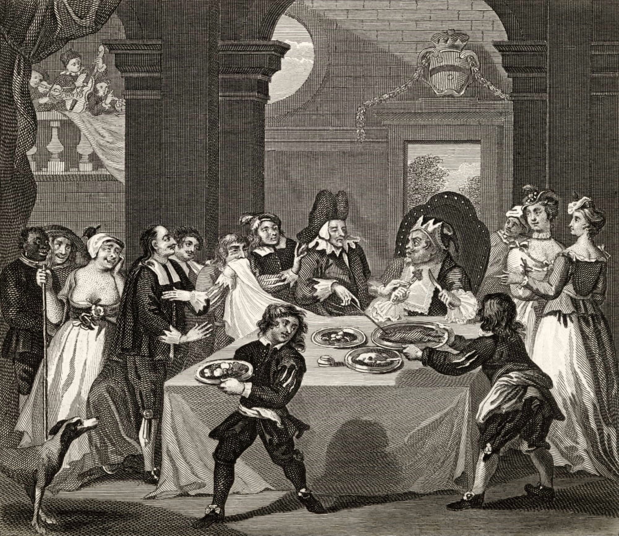 Sancho At The Feast Starved By His Physician From The Works Of Hogarth Published London 1833 Canvas Art - Ken Welsh Design Pics (15 x 13)