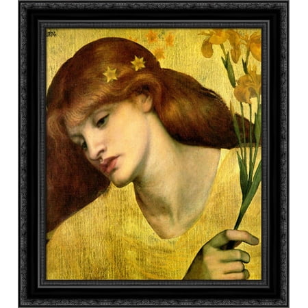 Sancta Lilias 20x21 Black Ornate Wood Framed Canvas Art by Rossetti, Dante Gabriel