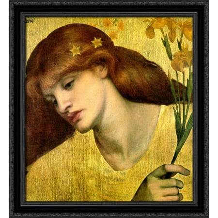 Sancta Lilias 28x30 Large Black Ornate Wood Framed Canvas Art by Dante Gabriel Rossetti