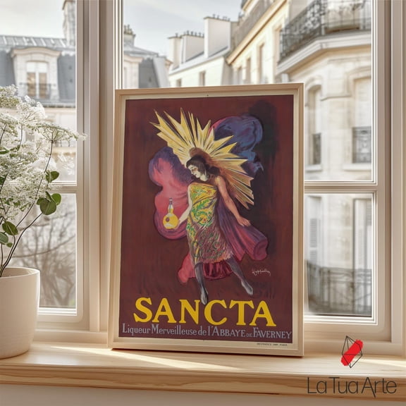 Sancta Liqueur Vintage Poster By Cappiello: Retro Art Deco Print Home Decor Office Wall Art