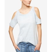 Sanctuary Blue Heathered Cold-Shoulder Raglan T-Shirt XL