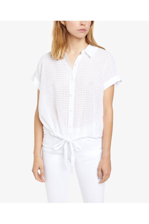 Borrego Striped Tie Front Shirt White 2XS