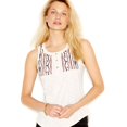 thumbnail image 1 of Sanctuary Clothing Womens Artist Henley Racerback Tank Top, White, X-Large, 1 of 2
