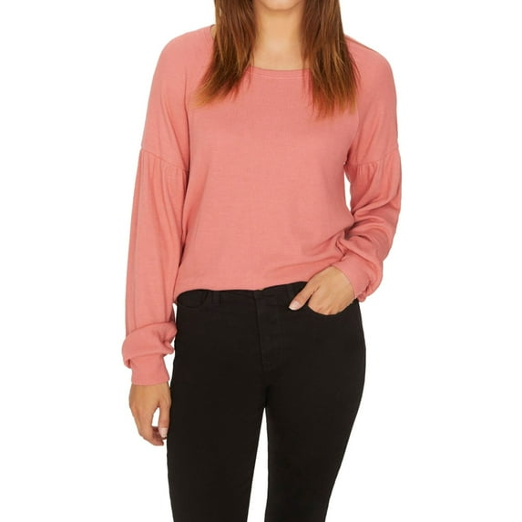 Sanctuary Clothing Womens Balloon Sleeve Thermal Blouse, Pink, X-Large