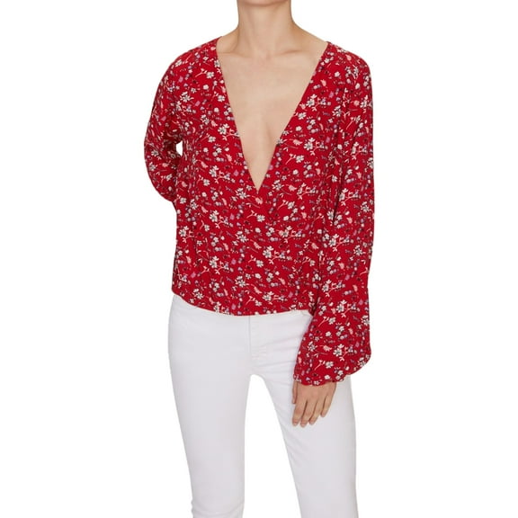 Sanctuary Clothing Womens Blouson-Sleeve Pullover Blouse, Red, X-Small