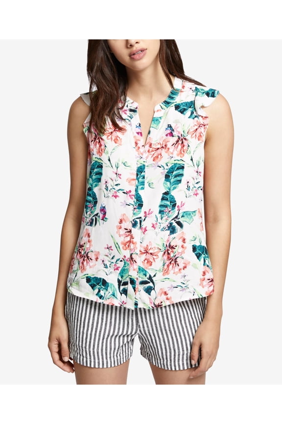 Clothing Womens Button Down Sleeveless Blouse Top, Pink, X-Small