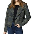 thumbnail image 1 of Sanctuary Clothing Womens Camo-Print Suede Motorcycle Jacket, Green, X-Small, 1 of 2