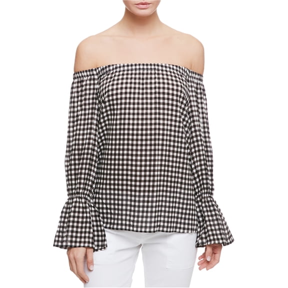 Sanctuary Clothing Womens Check Knit Blouse, Black, Small