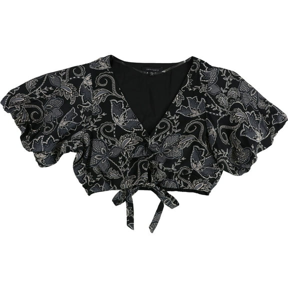Sanctuary Clothing Womens Crop Knit Blouse, Black, X-Small