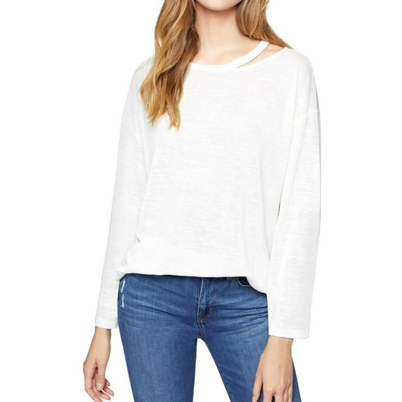 Sanctuary Clothing Womens Cutout Knit Blouse, White, Large