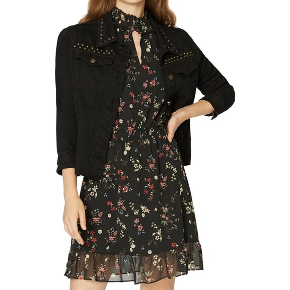 Sanctuary Clothing Womens Fierce Fall Jean Jacket, Black, Large