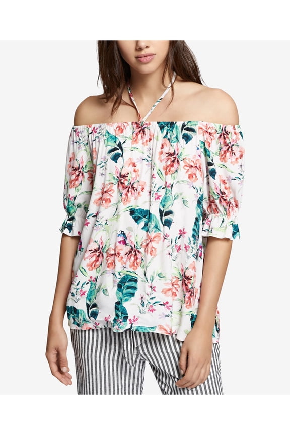 Clothing Womens Floral Print Off The Shoulder Blouse