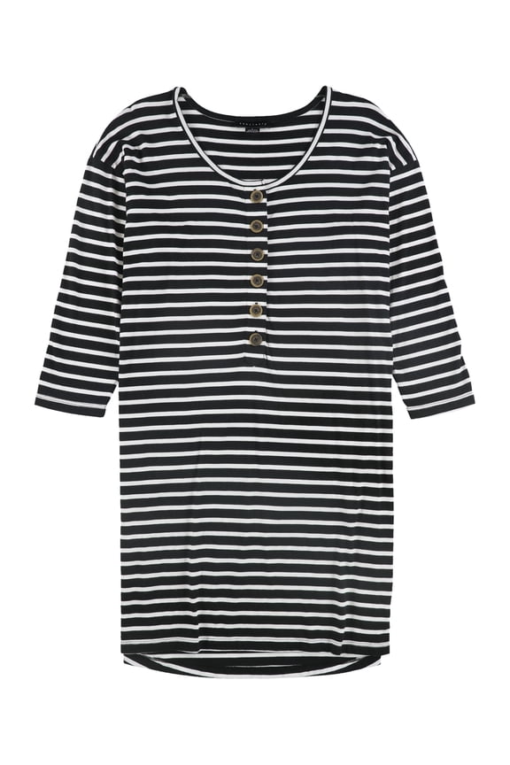 Clothing Womens Henley High-Low Dress, Black, Small