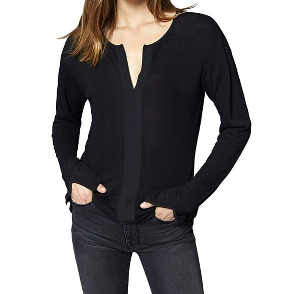 Sanctuary Clothing Womens Knit Pullover Blouse, Black, X-Large