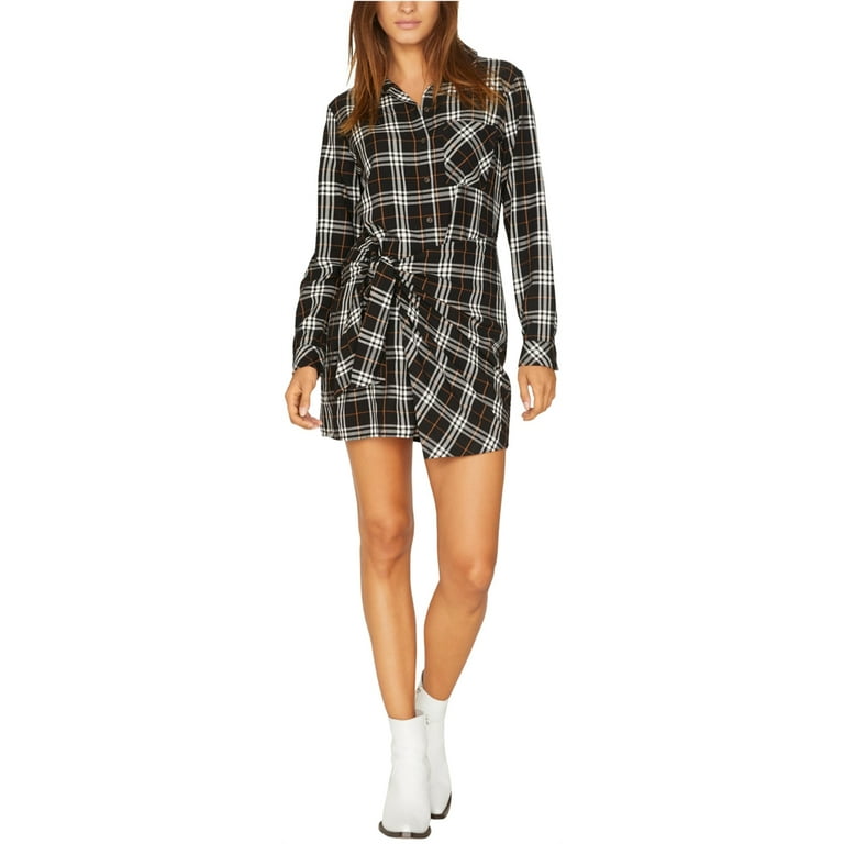 Sanctuary Clothing Womens Plaid Shirt Dress, Black, Medium