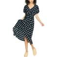 thumbnail image 1 of Sanctuary Clothing Womens Polka-Dot Wrap Dress, Black, Small, 1 of 3