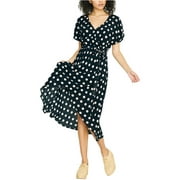 Sanctuary Clothing Womens Polka-Dot Wrap Dress, Black, XX-Small