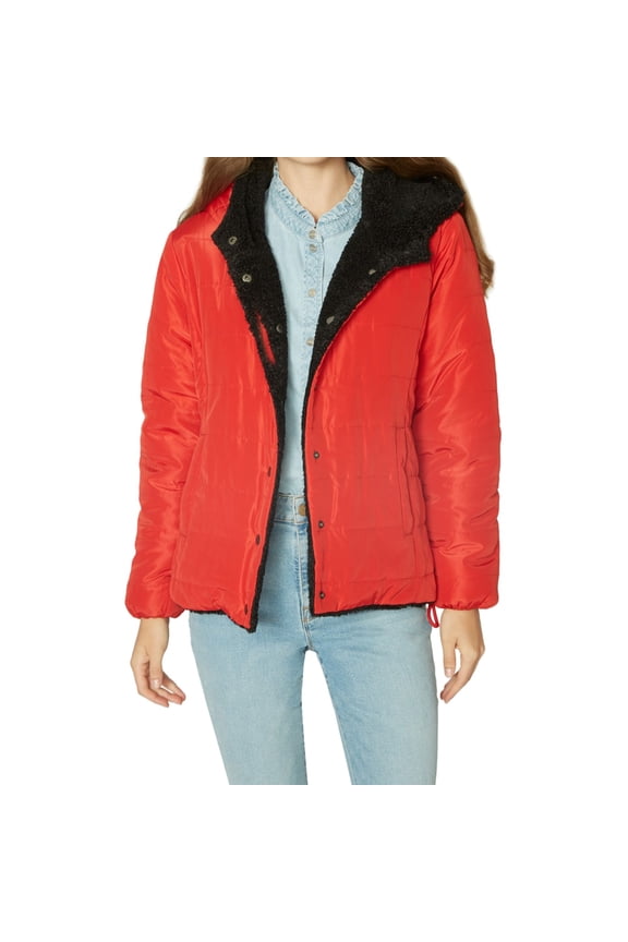 Clothing Womens Reversible Puffer Jacket, Red, Medium
