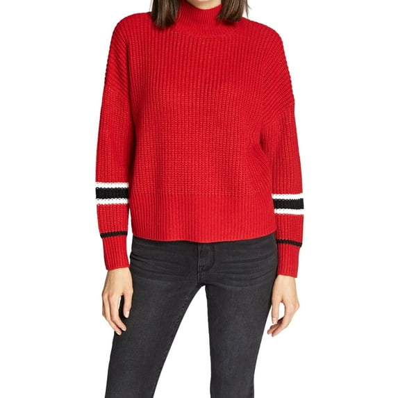 Sanctuary Clothing Womens Ribbed Pullover Sweater, Red, Large