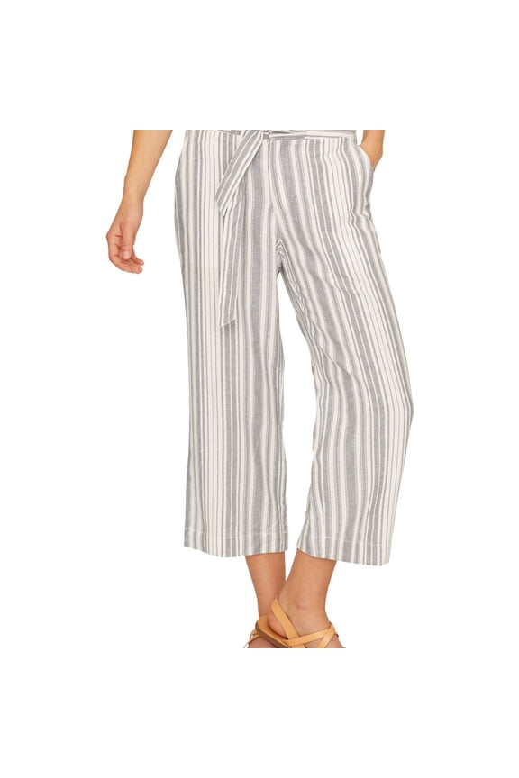 Clothing Womens Sasha Stripe Casual Cropped Pants, Grey, 28