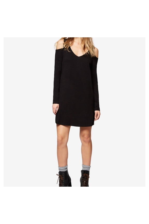 Clothing Womens Shirt Cold Shoulder Dress, Black, Small