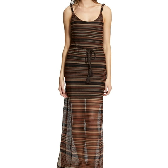 Sanctuary Clothing Womens Striped Maxi A-line Dress, Brown, Medium