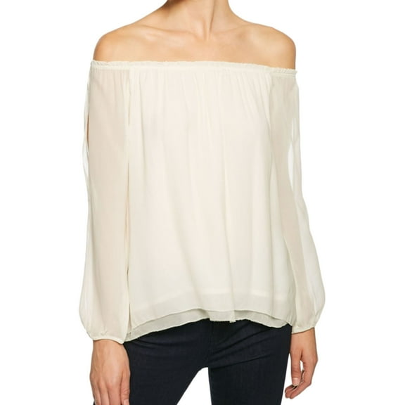 Sanctuary Clothing Womens Textured Pullover Blouse, Off-White, X-Small